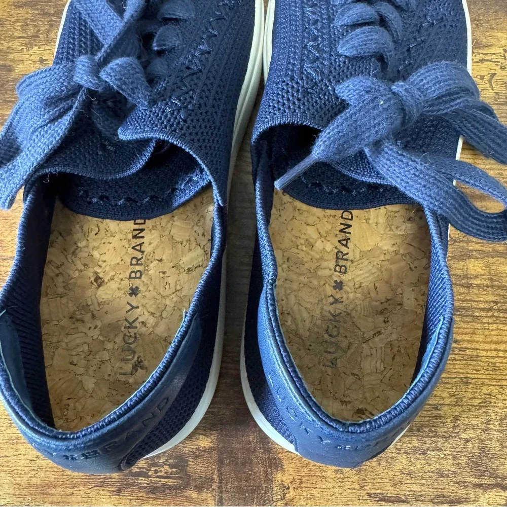 Lucky Brand Talena Knit Lace-up‎ Sneakers Peacoat Navy Knit Size 7